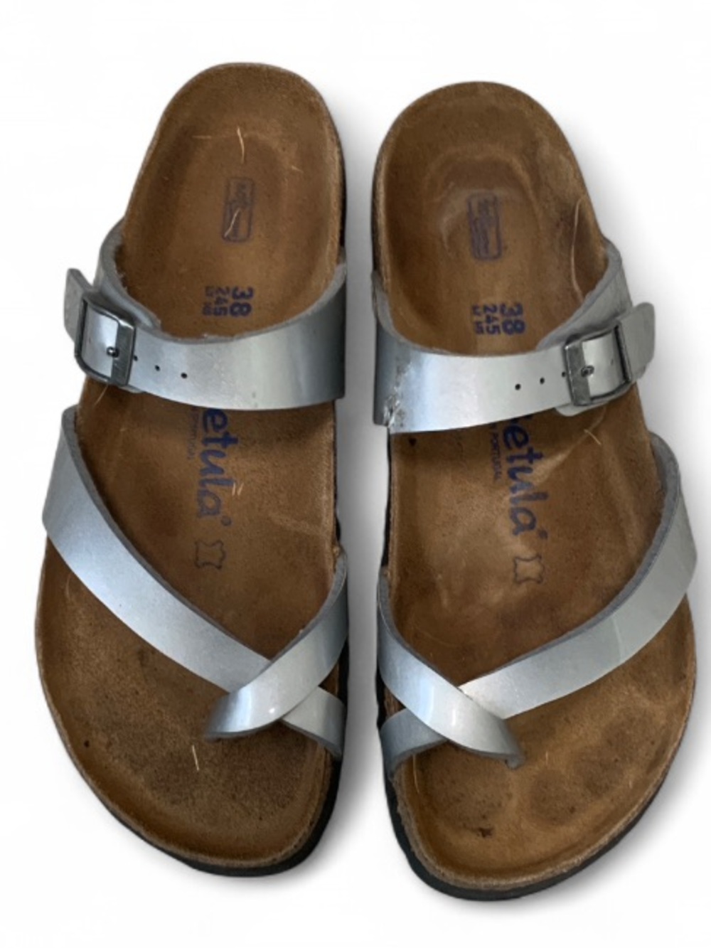 Betula Birkenstock Mia Silver Two-Strap Sandals